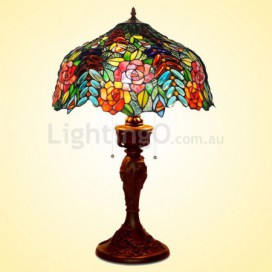 16 Inch Rose Grape Stained Glass Table Lamp