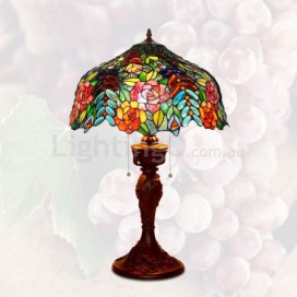 16 Inch Rose Grape Stained Glass Table Lamp