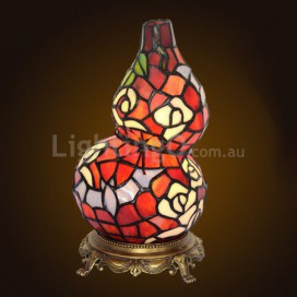 Retro Gourd Stained Glass Table Lamp