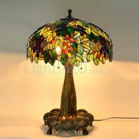 20 Inch Grape Stained Glass Table Lamp