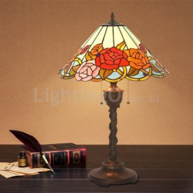 18 Inch Rose Stained Glass Table Lamp