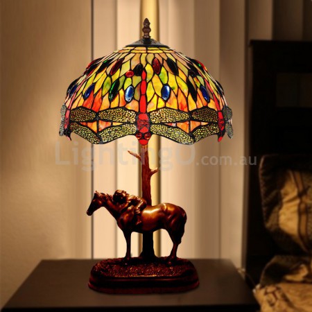 12 Inch Rural Dragonfly Stained Glass Table Lamp