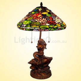 17 Inch Mermaid Stained Glass Table Lamp