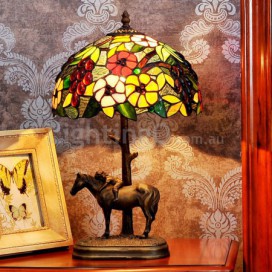 12 Inch Horse Rural Stained Glass Table Lamp