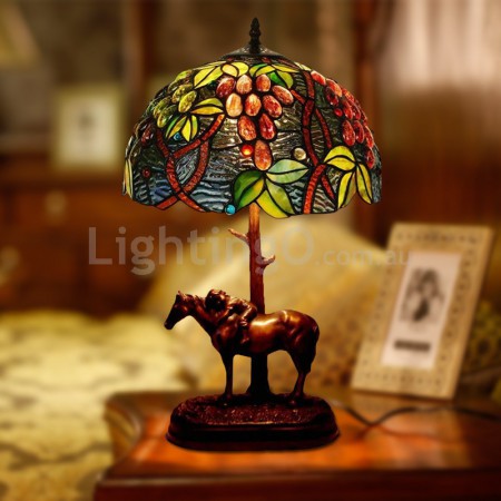 12 Inch Retro Grape Stained Glass Table Lamp