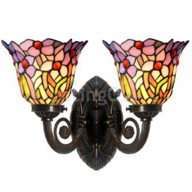 Retro 2 Light Stained Glass Wall light