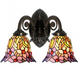 Retro 2 Light Stained Glass Wall light