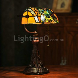 10 Inch Dragonfly Rose Stained Glass Table Lamp