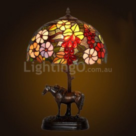 12 Inch Rustic Grape Stained Glass Table Lamp