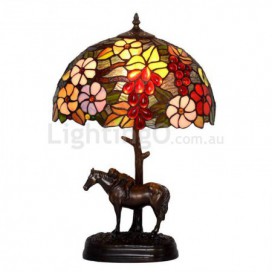 12 Inch Rustic Grape Stained Glass Table Lamp