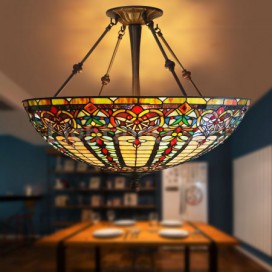 22 Inch Baroque Stained Glass Pendant Light