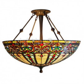 22 Inch Baroque Stained Glass Pendant Light