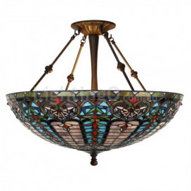 22 Inch Baroque Stained Glass Pendant Light
