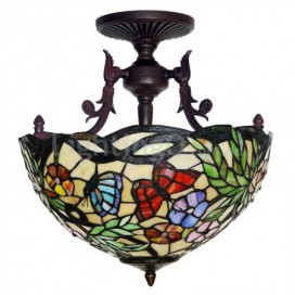 16 Inch Butterfly Stained Glass Pendant Light