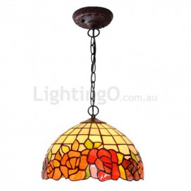 12 Inch Red Rose Stained Glass Table Lamp