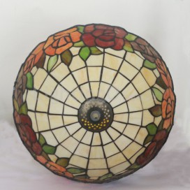 12 Inch Red Rose Stained Glass Table Lamp