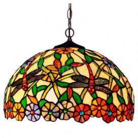 16 Inch Dragonfly Stained Glass Pendant Light