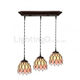 3 Light Baroque Stained Glass Pendant Light