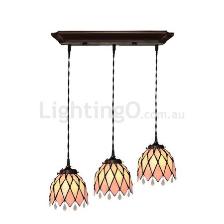 3 Light Baroque Stained Glass Pendant Light