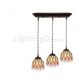 3 Light Baroque Stained Glass Pendant Light