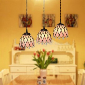 3 Light Baroque Stained Glass Pendant Light