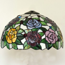 16 Inch Retro Rose Stained Glass Pendant Light