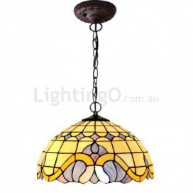 16 Inch Mediterranean Style Stained Glass Pendant Light