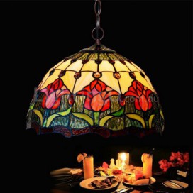 12 Inch Tulip Stained Glass Pendant Light
