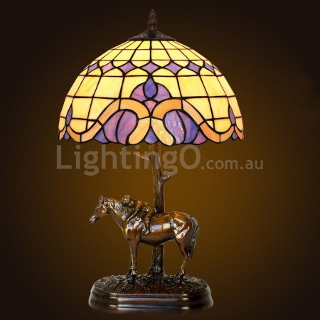 12 Inch Mediterranean Style Retro Stained Glass Table Lamp