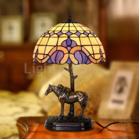 12 Inch Mediterranean Style Retro Stained Glass Table Lamp