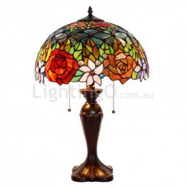 16 Inch Retro Rose Stained Glass Table Lamp
