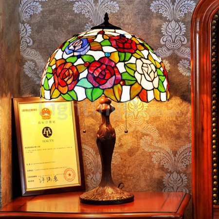 16 Inch Rose Stained Glass Table Lamp