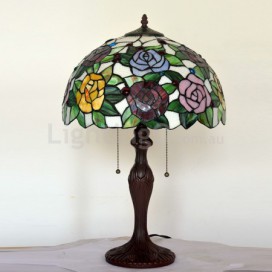 16 Inch Rose Stained Glass Table Lamp