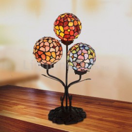 Rural 3 Light Stained Glass Table Lamp