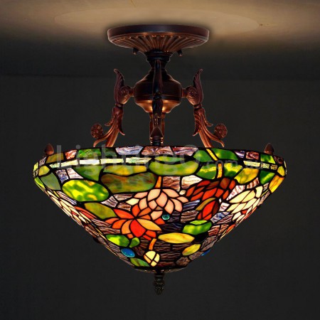 16 Inch Stained Glass Flush Mount