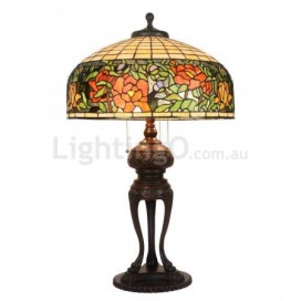 20 Inch Rustic Stained Glass Table Lamp