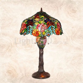 16 Inch Grape Rose Stained Glass Table Lamp