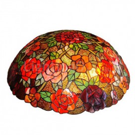 24 Inch Rose Stained Glass Pendant Light