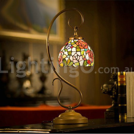 7 Inch Rose Stained Glass Table Lamp