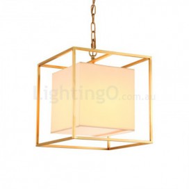 1 Light Retro Rustic Luxury Brass Chandelier with Fabric Shade