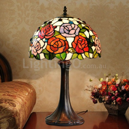 12 Inch Rose Stained Glass Table Lamp