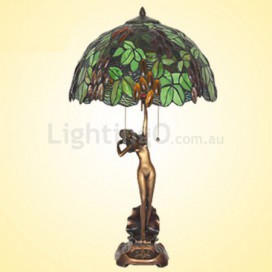16 Inch Retro Grape Stained Glass Table Lamp