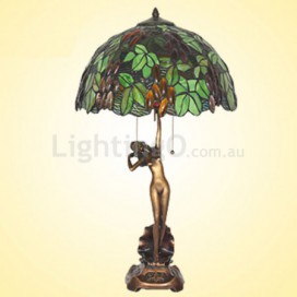 16 Inch Retro Grape Stained Glass Table Lamp