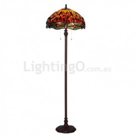 18 Inch Retro Dragonfly Stained Glass Floor Lamp