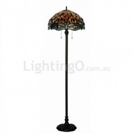 18 Inch Retro Dragonfly Stained Glass Floor Lamp