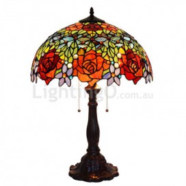 18 Inch Rose Stained Glass Table Lamp