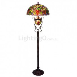 18 Inch Round Grape Stained Glass Floor Lamp