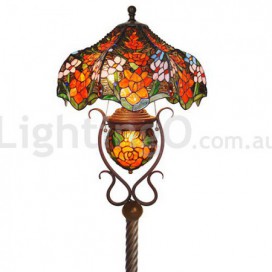 18 Inch Rose Stained Glass Floor Lamp