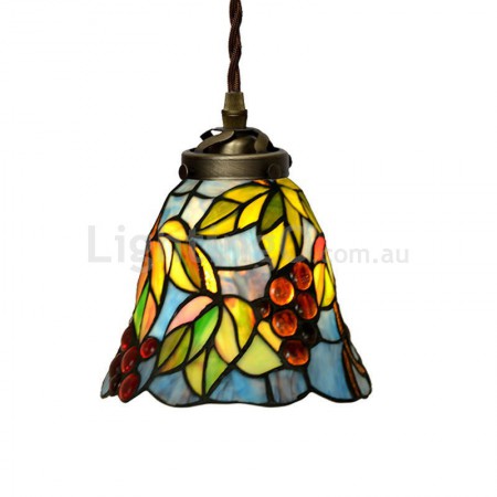 7 Inch Retro Grape 1 Light Stained Glass Pendant Light