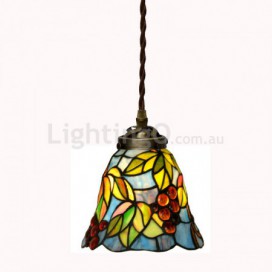 7 Inch Retro Grape 1 Light Stained Glass Pendant Light